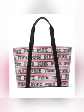NWT Victoria’s Secret PINK Stripe Canvas Tote Bag